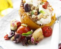 Mediterranean Stuffed Pepper Recipe (with Zucchini, Olives, Couscous & Feta)