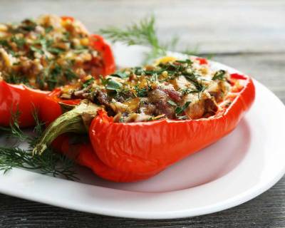 Mexican Inspired Vegetarian Oven Roasted Stuffed Pepper Recipe