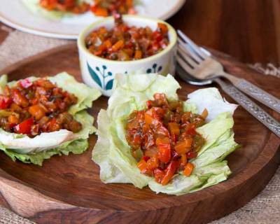 Lettuce Wrap Recipe with Asian Style Roasted Vegetables