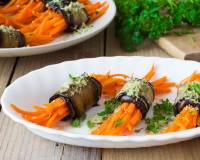 Grilled Eggplant Roll Recipe With Spicy Herbed Carrots