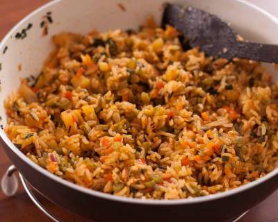 Thai Basil Vegetarian Fried Rice With Pineapple and Spicy Thai Red Chillies Recipe