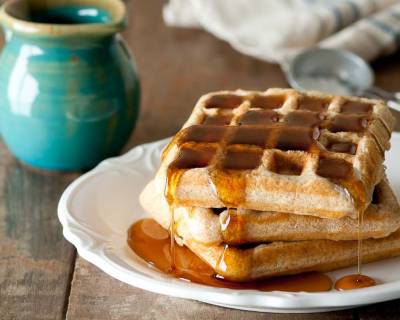 Ragi, Wheat & Oat Waffles Recipe With Maple Syrup
