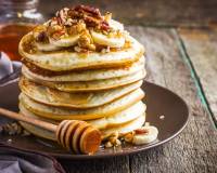 Whole Wheat Pancake Recipe With Banana, Honey And Nuts