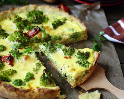 Broccoli Quiche Recipe (with Eggless option)