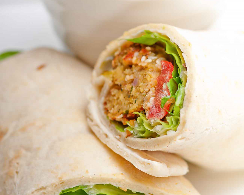 Middle Eastern Falafel & Hummus Wrap Recipe