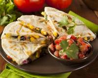 Corn & Soy Quesadillas with Spicy Mexican Salsa