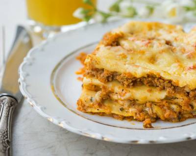 Baked Roasted Vegetable Lasagna Recipe With Low Fat Cheese & Oat Sauce