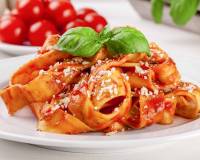 Fettuccine Pasta Recipe In Tomato Basil Sauce