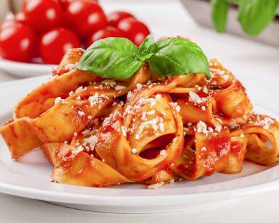Fettuccine Pasta Recipe In Tomato Basil Sauce