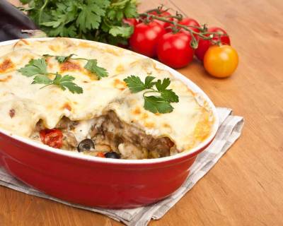 Roasted Eggplant & Olive Lasagna Recipe