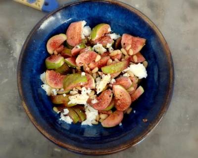 Fig, Ricotta And Honey Salad Recipe With Pine Nuts