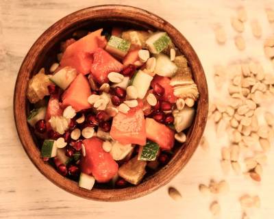 Papaya Orange Pomegranate Salad Recipe With Roasted Peanuts