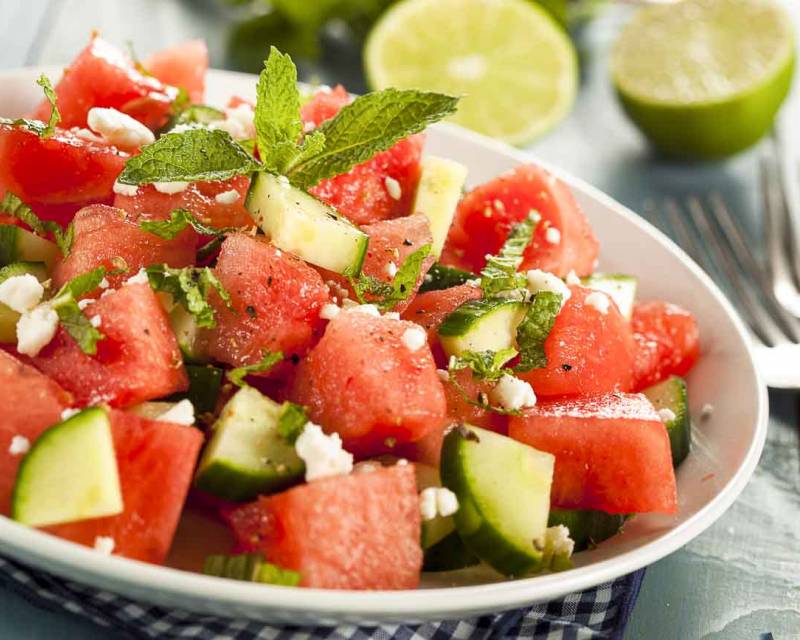 Savory Melon Salad Recipe - Spiced with Ginger & Mint