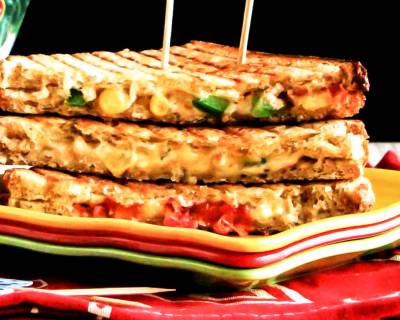 Cheesy Sweet Corn Grilled Sandwich Recipe