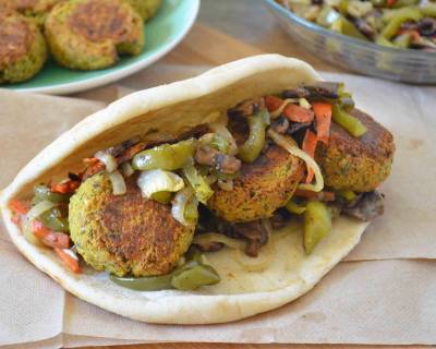 Pita Sandwich With Cauliflower Falafel And Roasted Vegetables Recipe