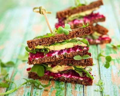 Tea Sandwich Recipe With Beets, Radish, Avocado and Arugula