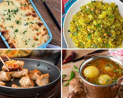 Weekly Meal Plan - Pan fried Momos, Amla Rasam, Garlic Naan, and More