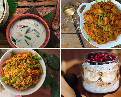 Weekly Meal Plan - Stuffed Dahi Vada, Red Thai Curry Rice, Oats Jar, and More