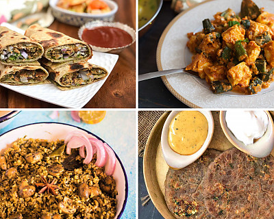 Weekly Meal Plan - Brown Rice Biryani, Paneer Paratha, Kala Chana Pakora Roll, and More