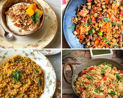 Weekly Meal Plan - Cabbage Rice, Varutharacha Sambar, Paneer Pancakes, and More.