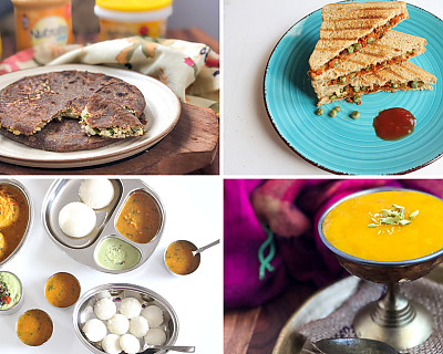 Weekly Meal Plan - Aamras, Stuffed Ragi Paratha, Carrot Sandwich, and More