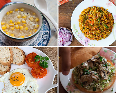 Weekly Meal Plan - Corn Soup, Open Toast, Mushroom Sandwich, and More